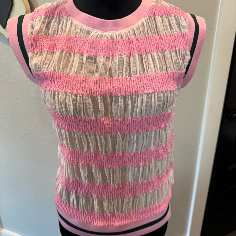 Pink and Cream Sleeveless Top
